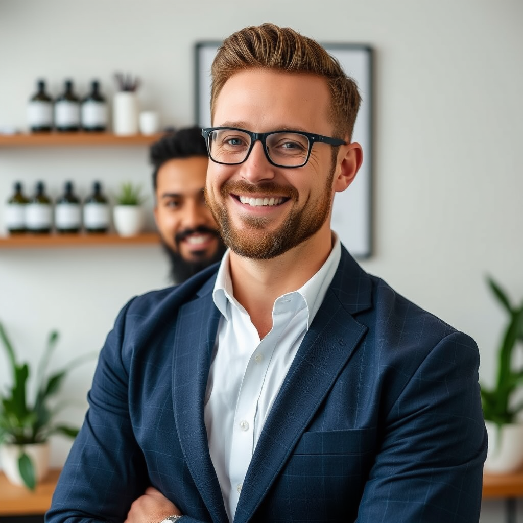Equipo de expertos en salud masculina de Valencia ofreciendo soporte integral, ambiente profesional con productos naturales premium